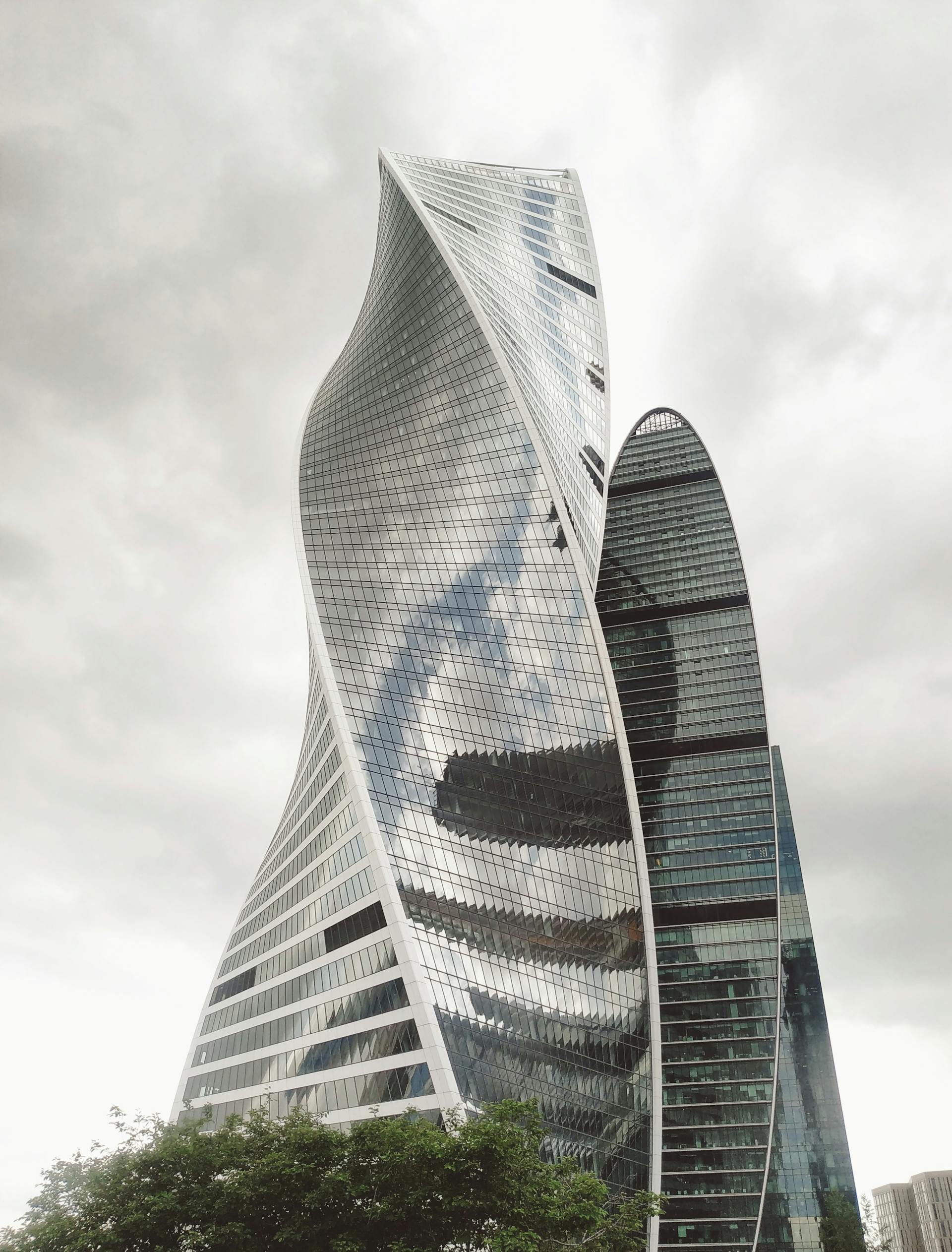 Modern twisted glass skyscraper